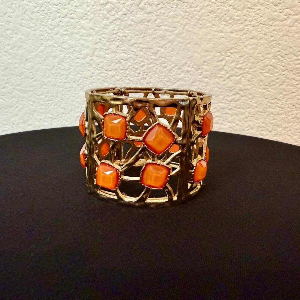 Coral Reef Stretch Cuff Bracelet Textured Statement One Size
